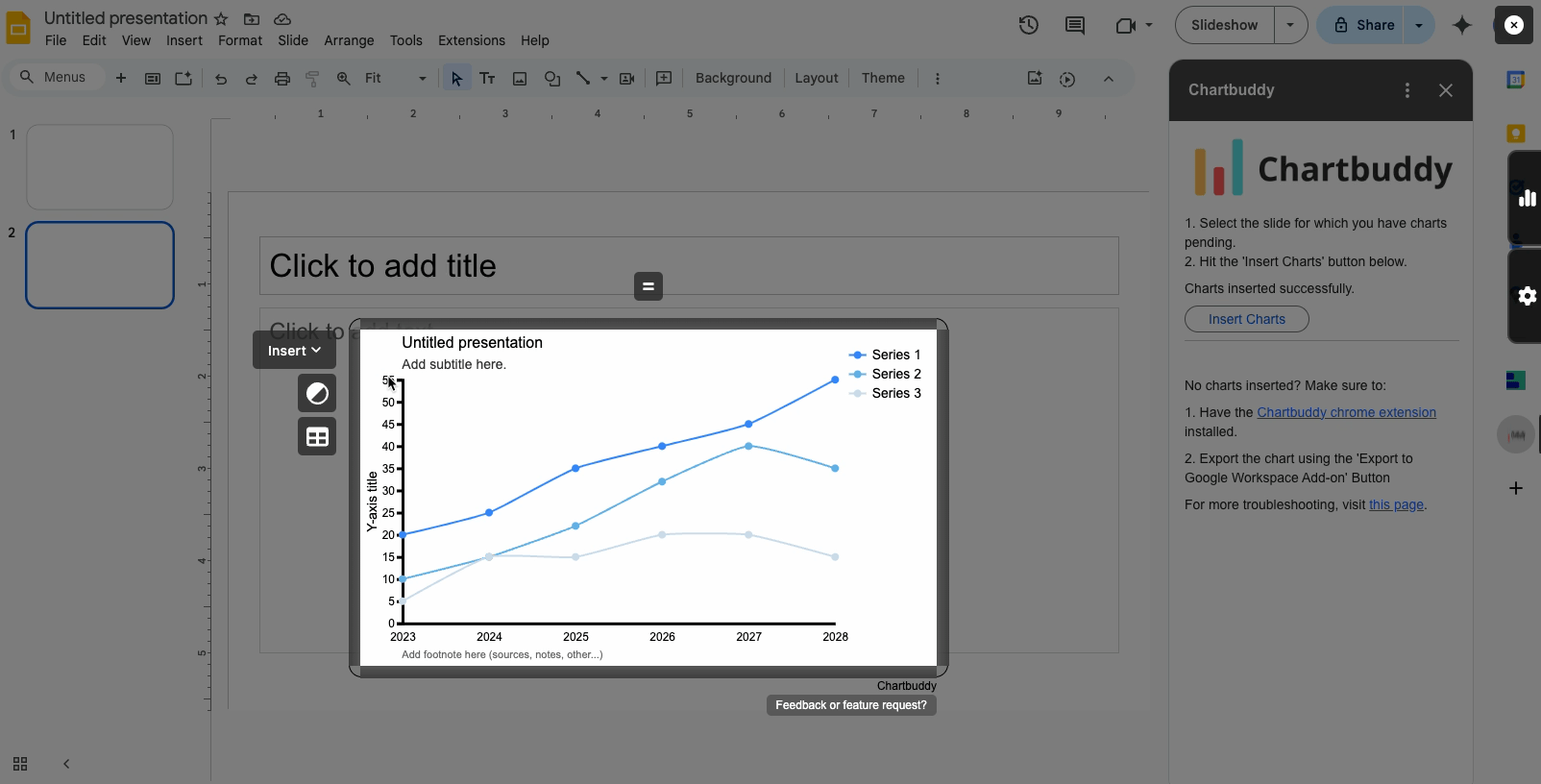 Exporting chart to Workspace Add-on